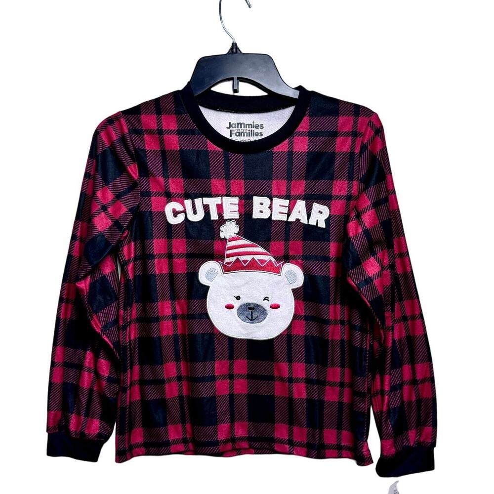 Cuddl Duds Christmas Pajama Top Size 14 Petite Girls Buffalo Plaid Red Black
